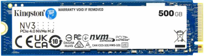 ����������  Kingston SSD NV3, 500GB, M.2(22x80mm), NVMe, PCIe 4.0 x4, 3D TLC SNV3S/500G
